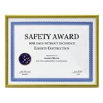 Gold Aluminum Certificate Frame w/ Logo - Black - 8.5" x 11"